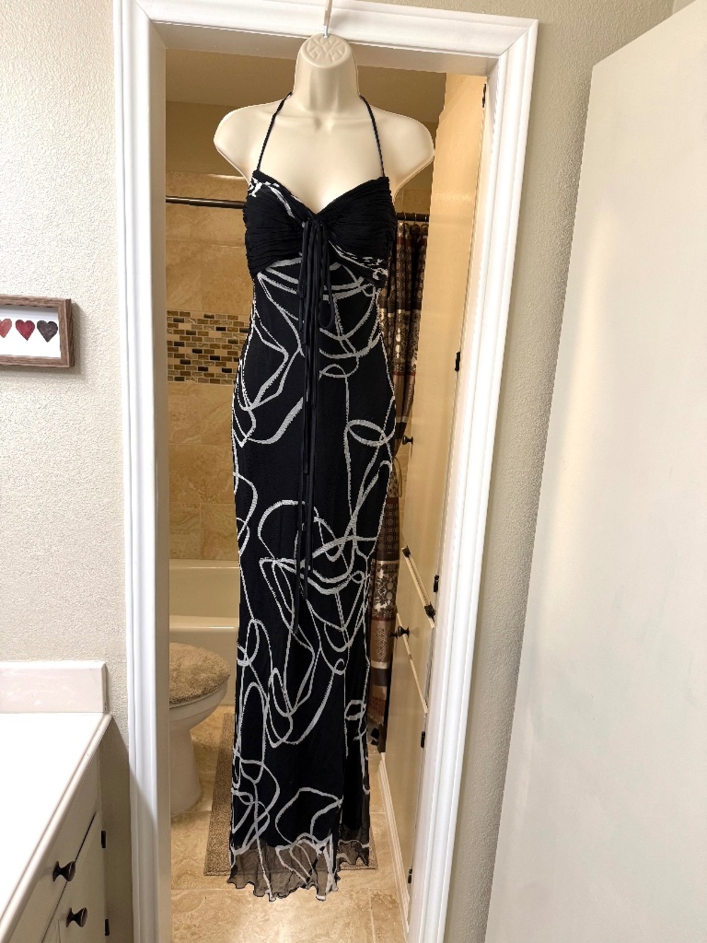 Alberto Malaki Abstract Evening Gown and Shawl
